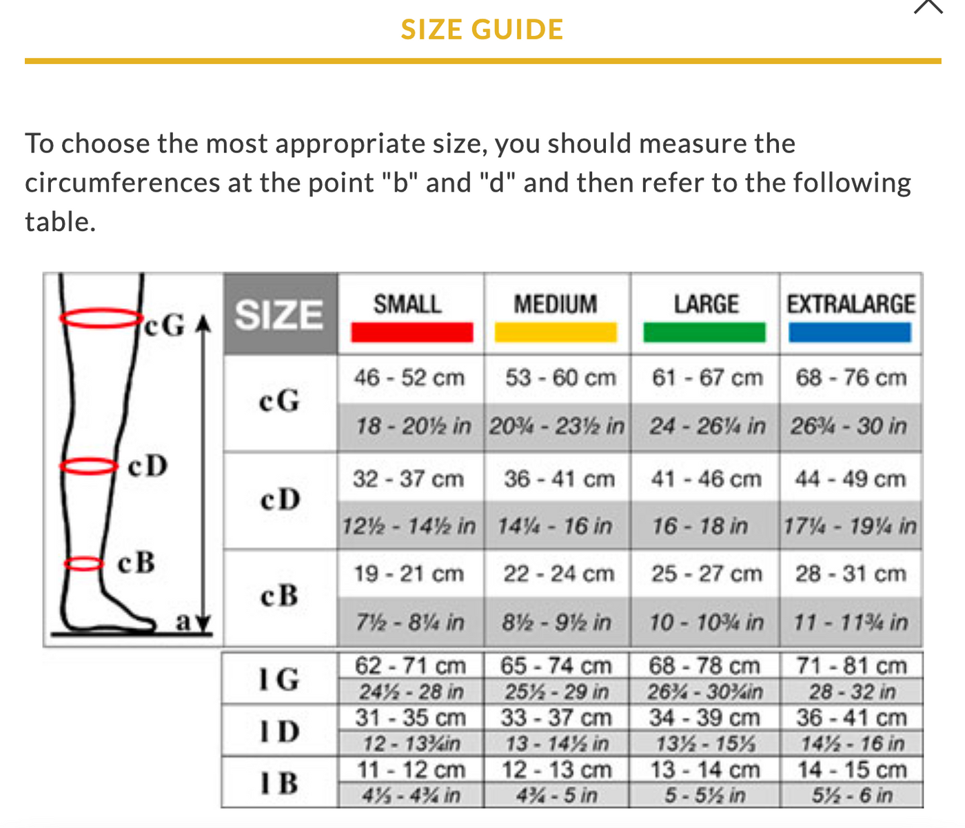 Size chart