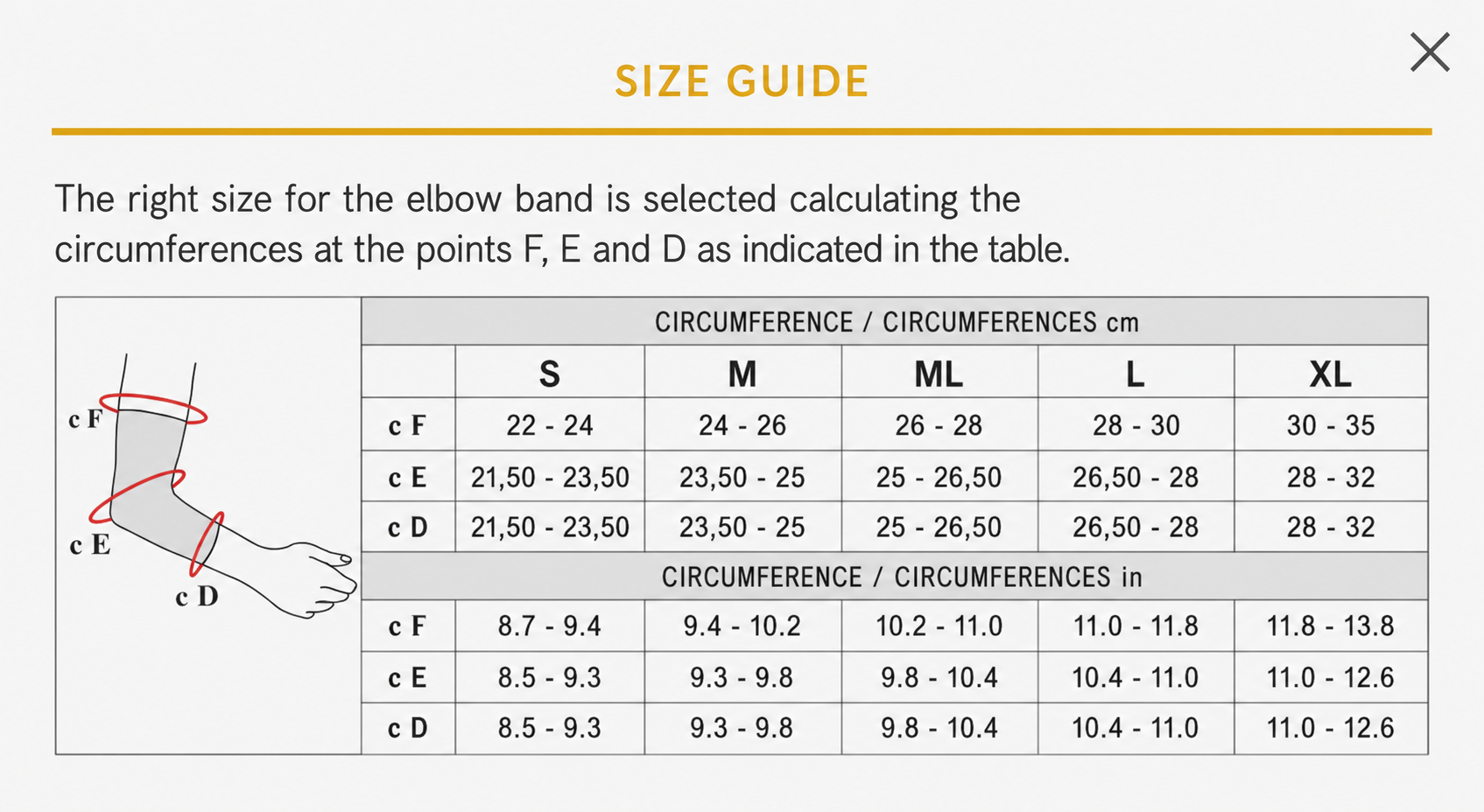 Size chart