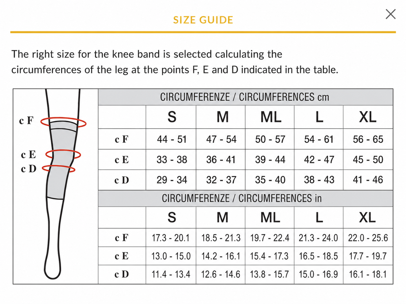 Size chart