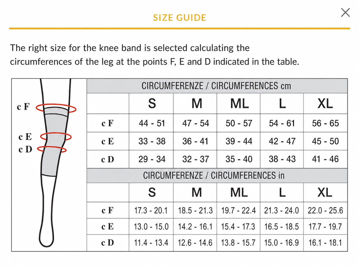 Size chart