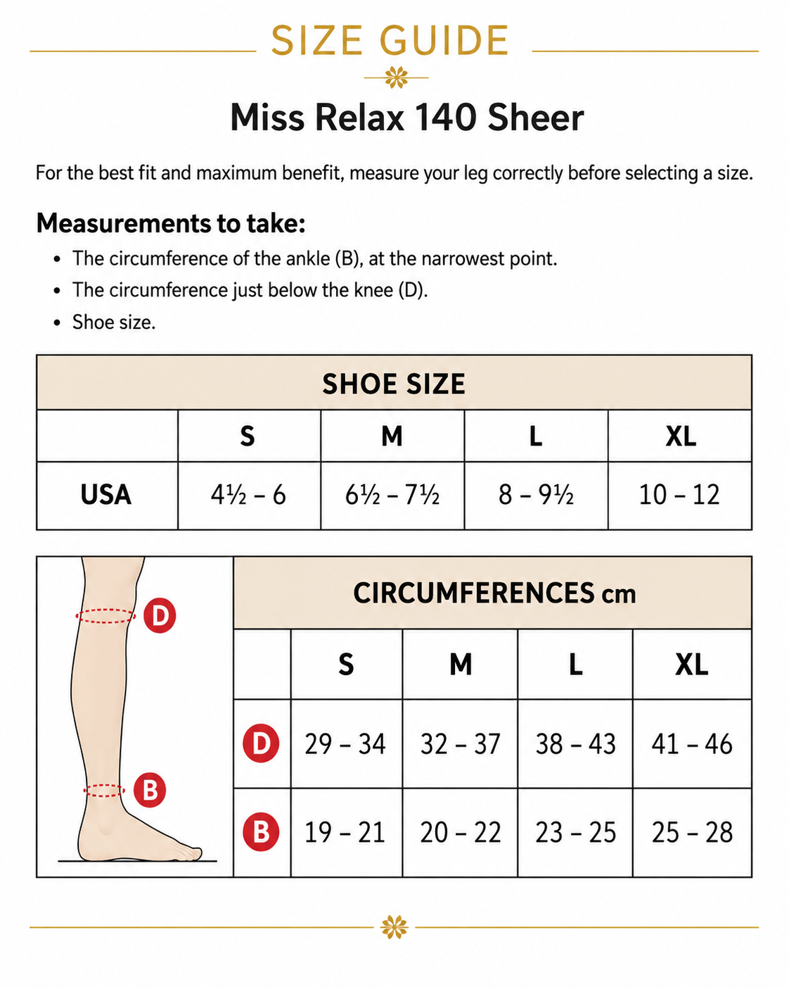 Size chart