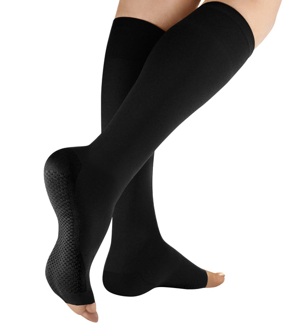 UNOPENED: Plus Size Classic Compression Open Toe Knee-High Socks